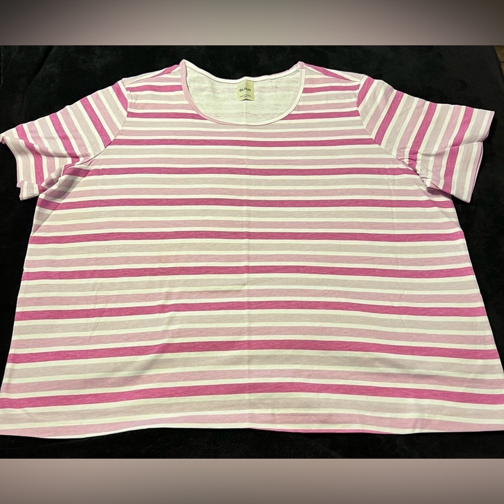 🆕 Blair Purple and White Striped T-shirt Women’s 2XL NWOT